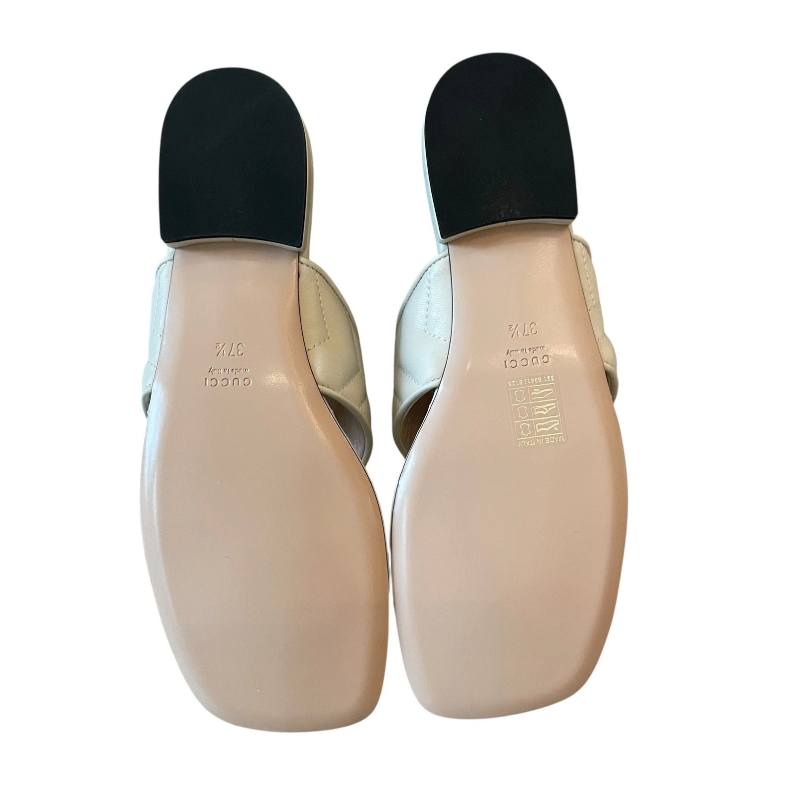Gucci GG Marmont Matelasse Leather Flip Flop Sandals Cream White Sz 37.5 US 7.5