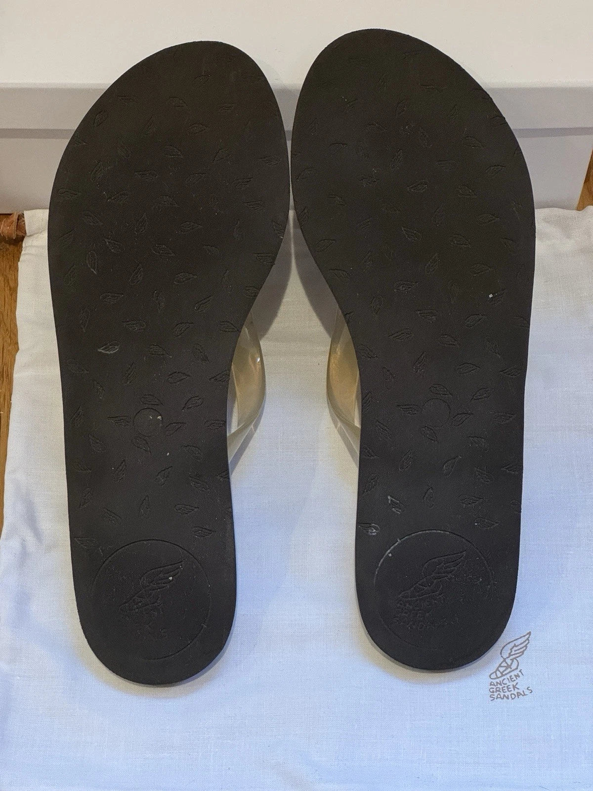 Ancient Greek Sandals Saionara Jelly/Leather Flip-Flops, Clear Straps, EU 41