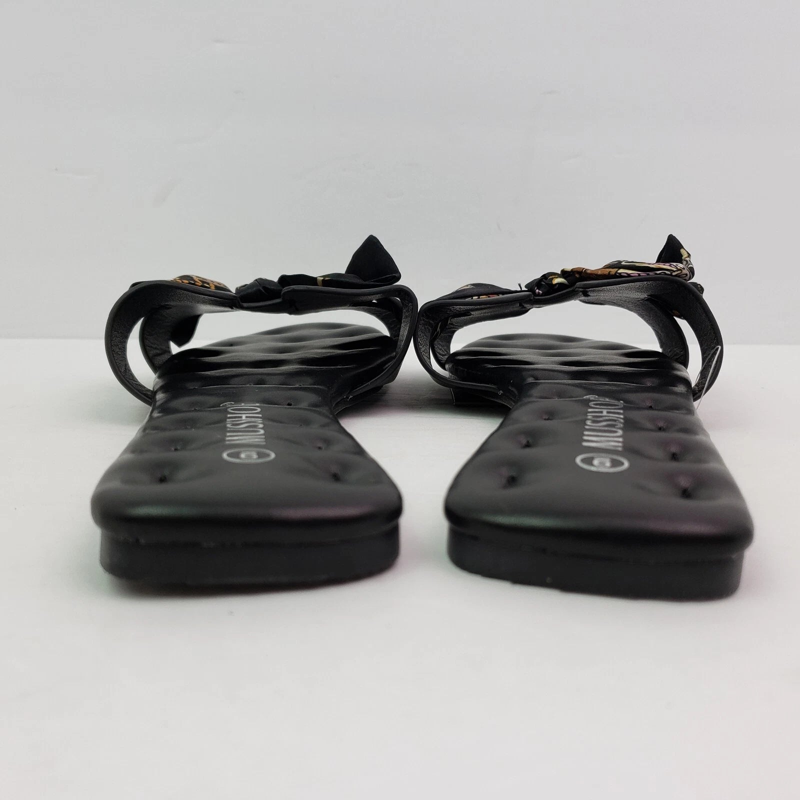 Musshoe Womens Size 9 Black Ribbon Bow Fashion Slip On Slide Sandals