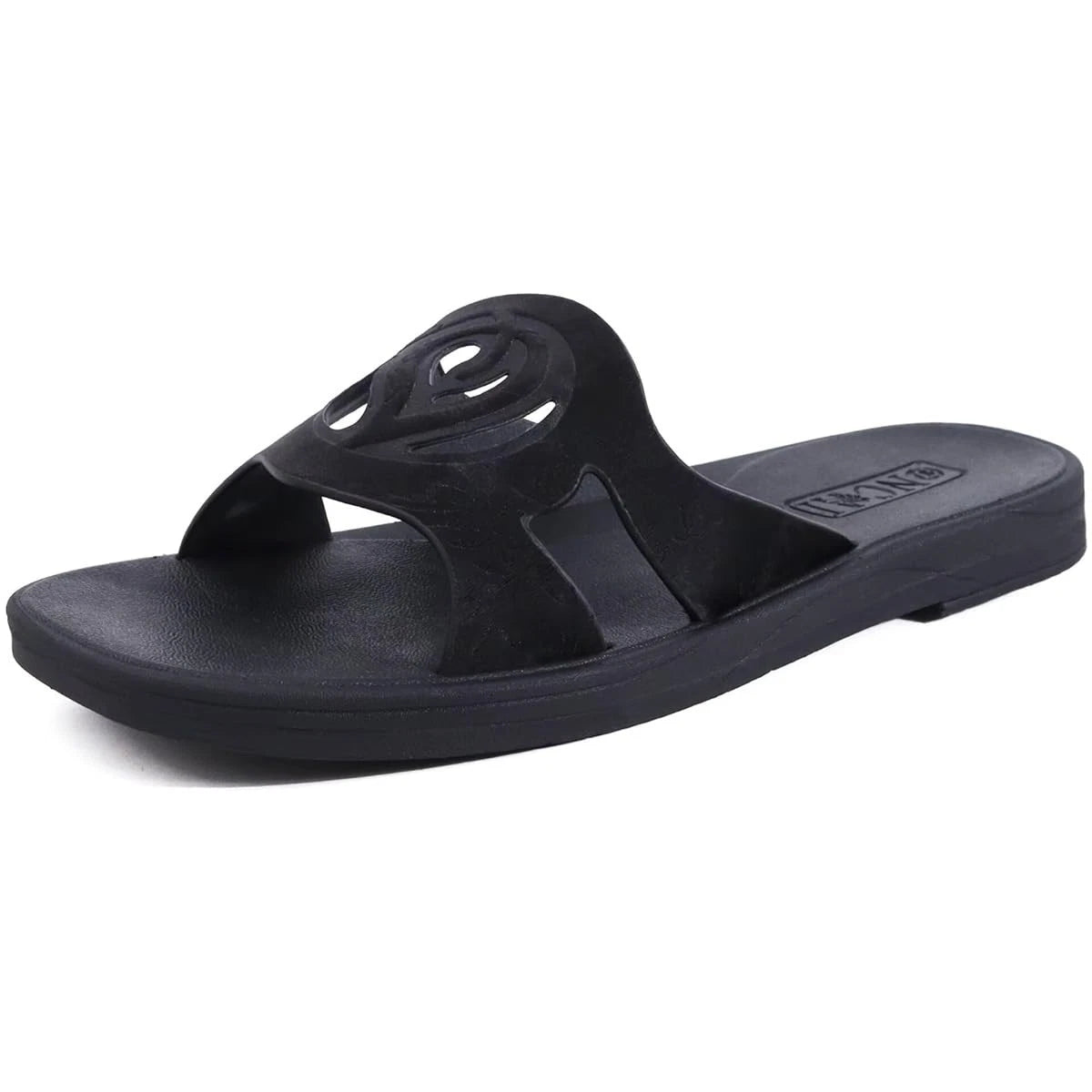 ONCAI Women's Flat Sandals Fashion Summer Dressy Casual Beach Flat Black Size 9