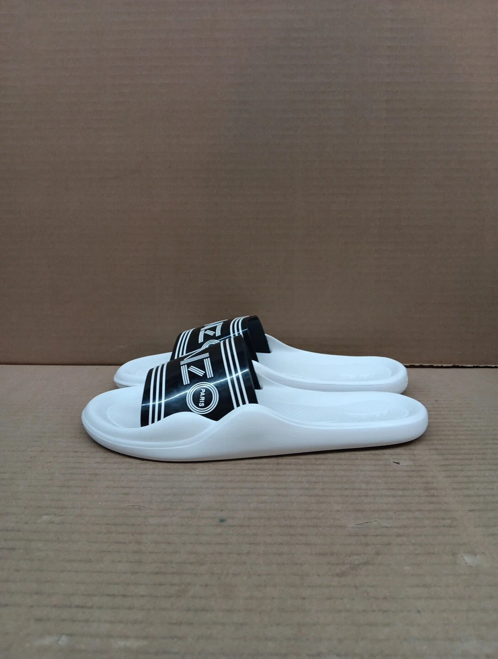 Kenzo Pool Sandal Women Slides Style- K72p185, White/black,  Eur Sz 41, Sz 10.5