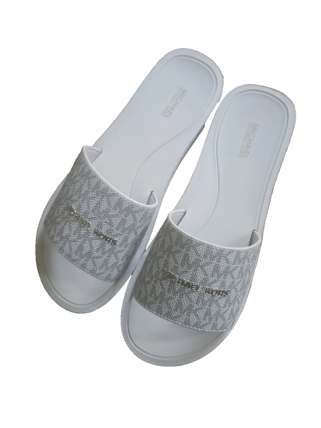 Michael Kors Felicia Slide MK Signature Logo Sandals Slide Vanilla SZ 10 New