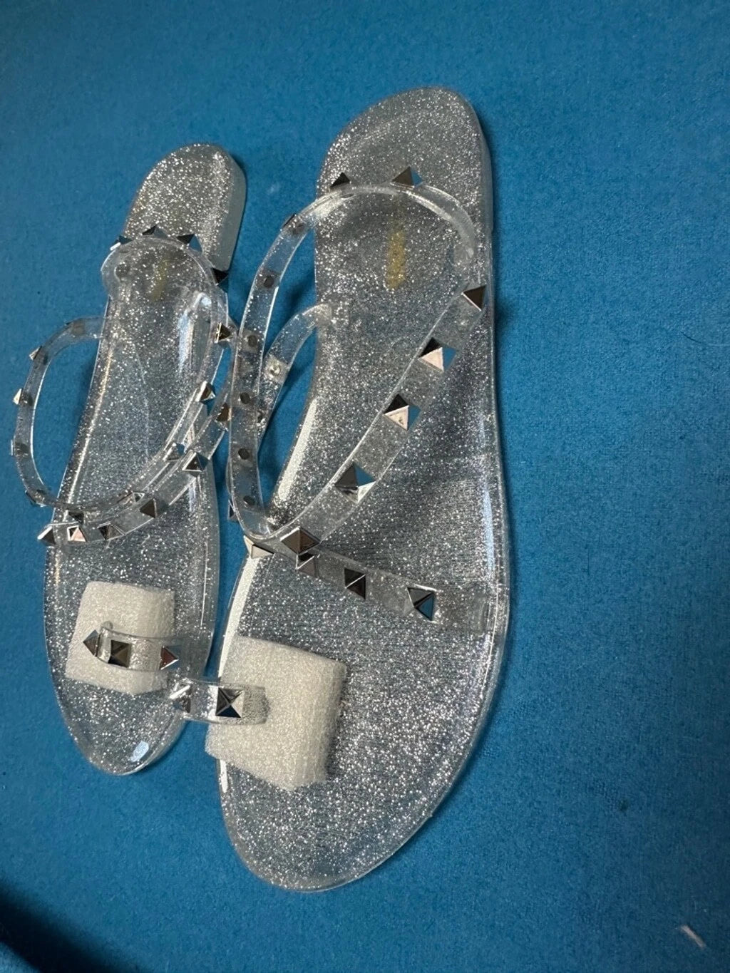 Fashion Nova Jelly Sandals, Size 9 Silver