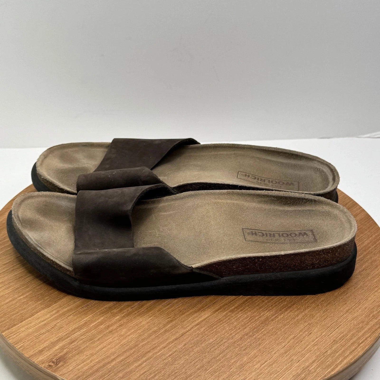 Woolrich Suede Leather Slides Sandals Comfort Corkcore Footbed Women Size 6.5