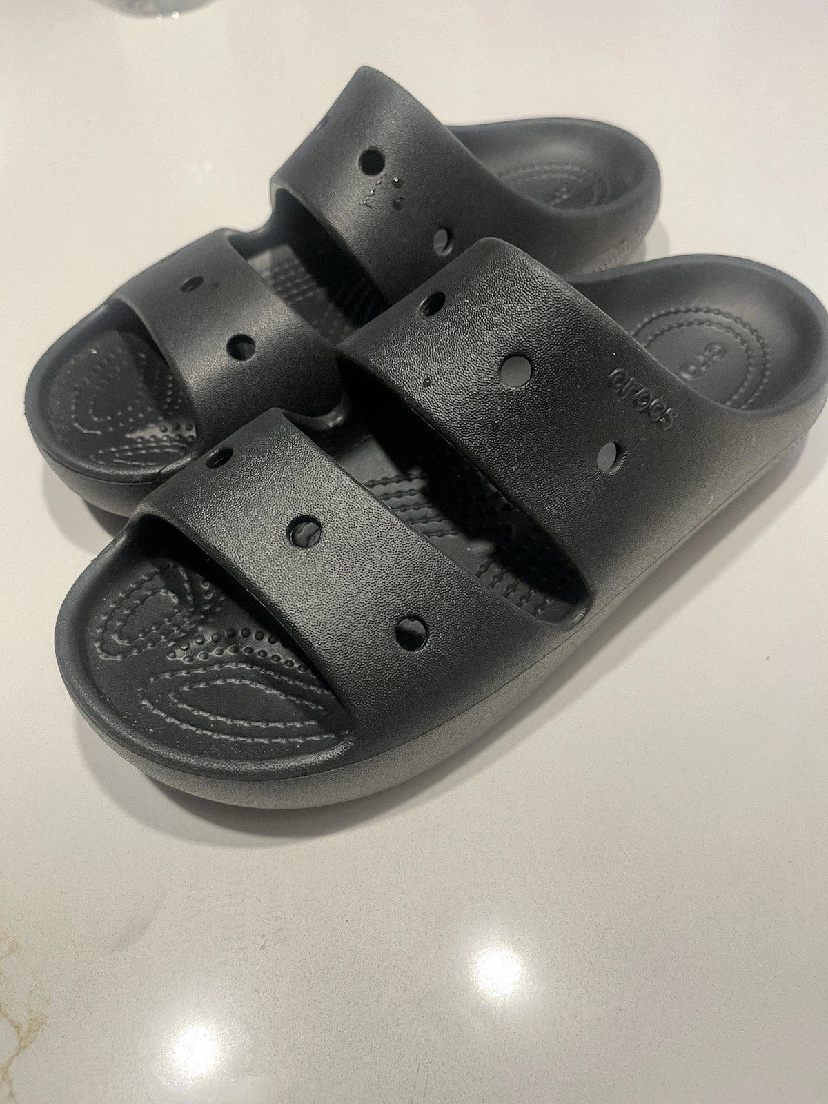Crocs Unisex Classic Two-Strap Slide Sandals Black Women 7 Mens 5 Black Outdooor