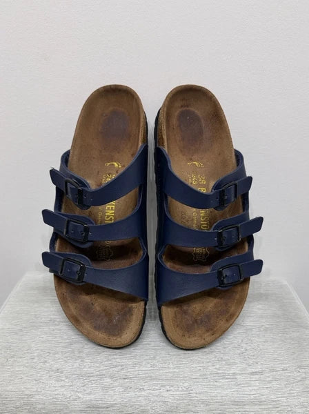 Birkenstock FLORIDA 3 Multi-strap Sandal BLUE Soft Footbed NWOT Size 38 W7 M5