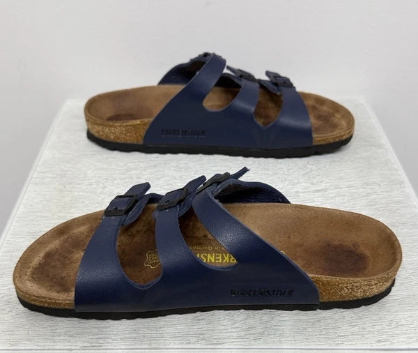 Birkenstock FLORIDA 3 Multi-strap Sandal BLUE Soft Footbed NWOT Size 38 W7 M5