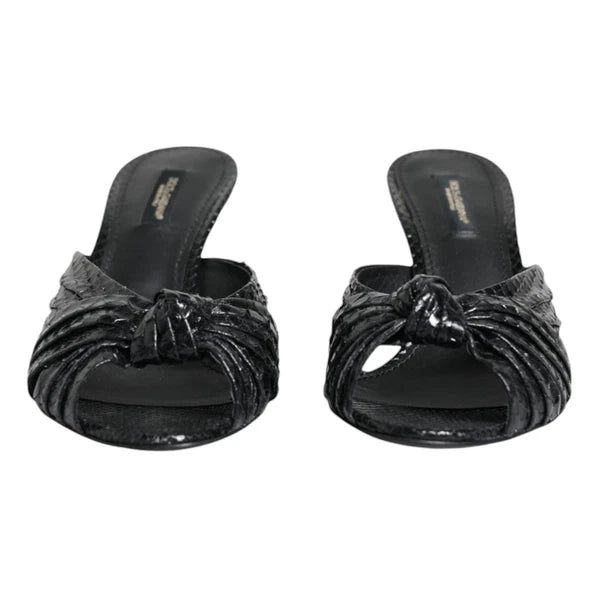 DOLCE & GABBANA Shoes Black Leather Heels Slides Sandals EU36.5 / US6 1200usd