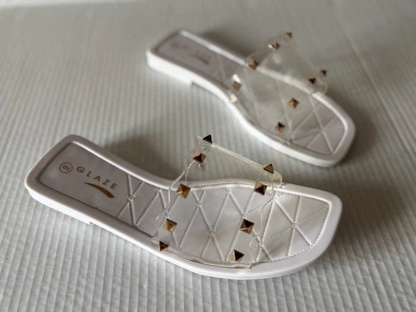 GLAZE women's synthetic fashion sandals, white, Size 8 1/2, New