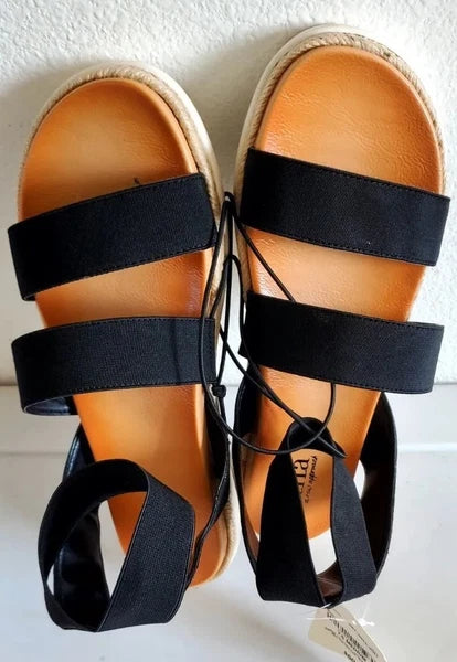 a.n.a Foster Strap Slide.Women's Sandals, Black / Tan, SZ 7.5 M NWB