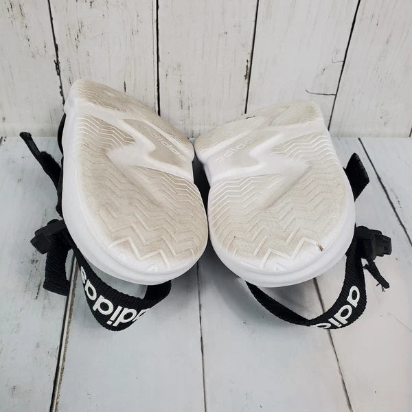 Adidas 90s Style Sandal Slides Women's Size 7 Black White Comfy Straps Stretch
