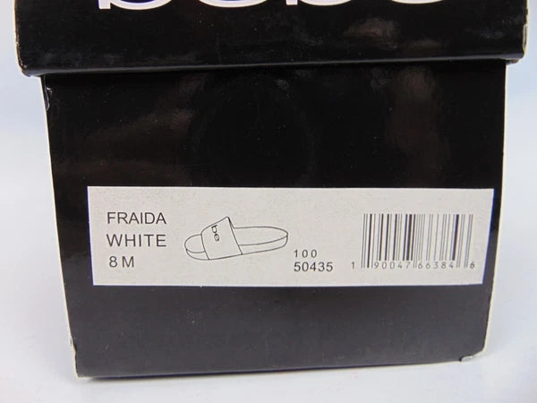 Bebe Women's Fraida Glitter Slide Fashion Sandals Flats Size 8.0 M, White Glitte
