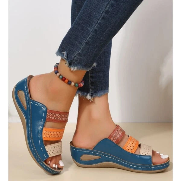 Colorblock Wedge Slide Sandals Fashion Summer Sandals Womens Size US 7 (EUR 38)