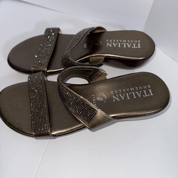 Italian Shoemakers Brown Sandals Slide-Style Comfort Sz 8