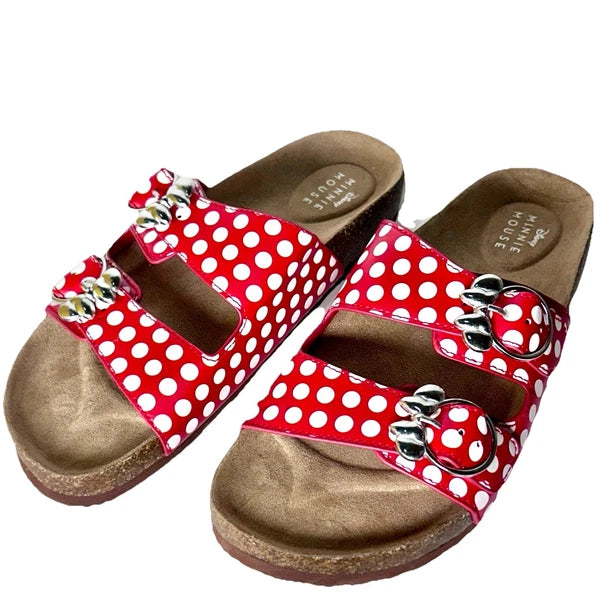 Disney Minnie Mouse Red/White Fashion Buckle Sandals Womens Size 7 Polka Dot