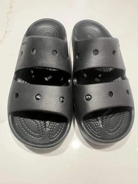 Crocs Unisex Classic Two-Strap Slide Sandals Black Women 7 Mens 5 Black Outdooor