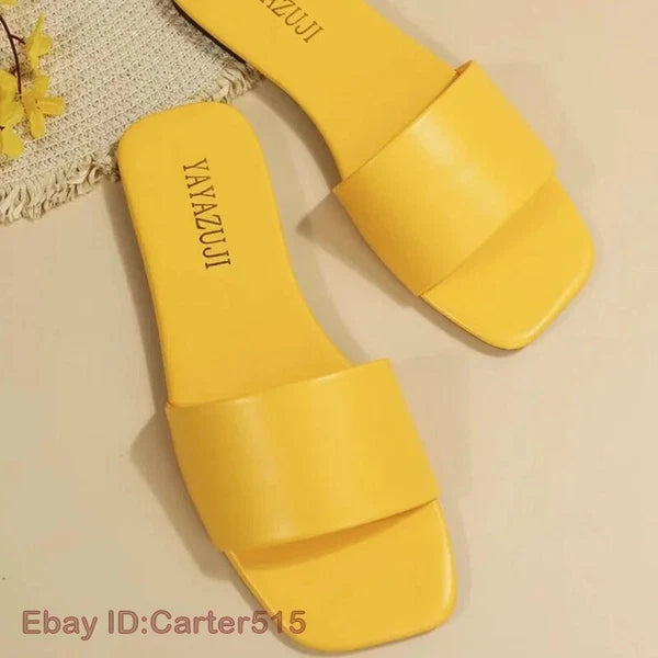 Fashion Single Band Slide Sandals Slipper Summer New Sandy Beach Flat Shoes