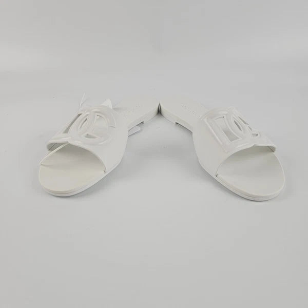 DOLCE&GABBANA Bianca White Slide Sandals New