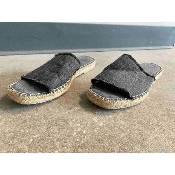Dolce Vita Espadrille Slides Frayed Denim Slip On Sandals Casual Shoes 7.5