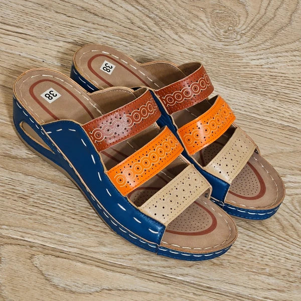 Colorblock Wedge Slide Sandals Fashion Summer Sandals Womens Size US 7 (EUR 38)