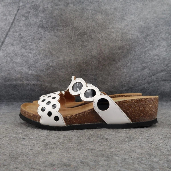 BioNatura Shoes Womens 39 Wedge Sandal Slides Fashion Comfort Double Strap White