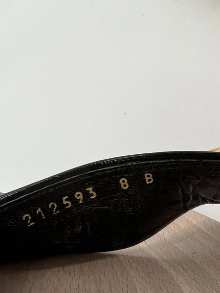 Gucci Hysteria Women Sz 8B Black Patent Leather Slide Wood Soles Fashion Sandals