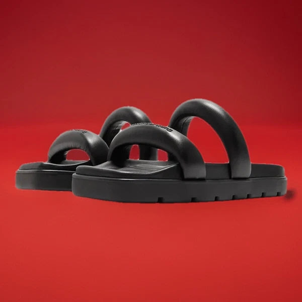 Alexander Wang • Jay Flatform Sandals • Black • Leather • Square Toe Slides •New