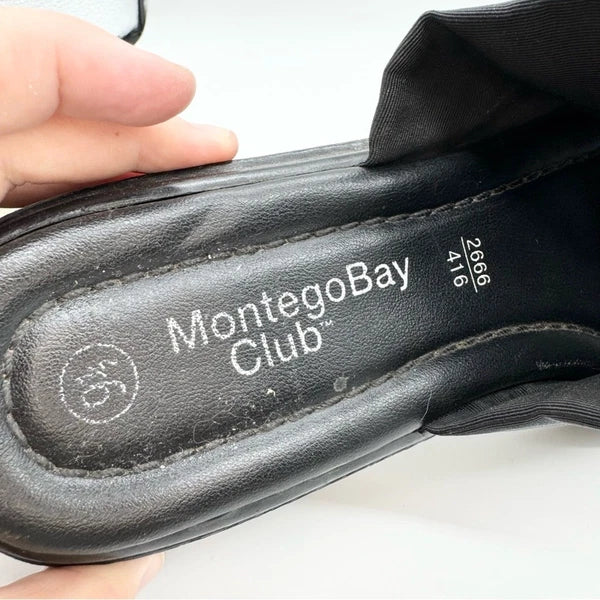 90’s Retro Style Elastic Strap Platform Slides x Montego Bay Club Black Size 9.5
