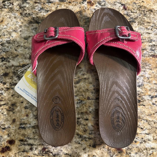 NEW Dr. Scholl's Women's Size 7 Wood Style Sandals with Pink Straps
