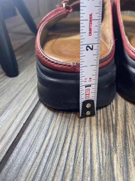 ARIAT Women’s Sandals Size:6.5B Style# 94160 Red Leather Open Toe Slides Sandals