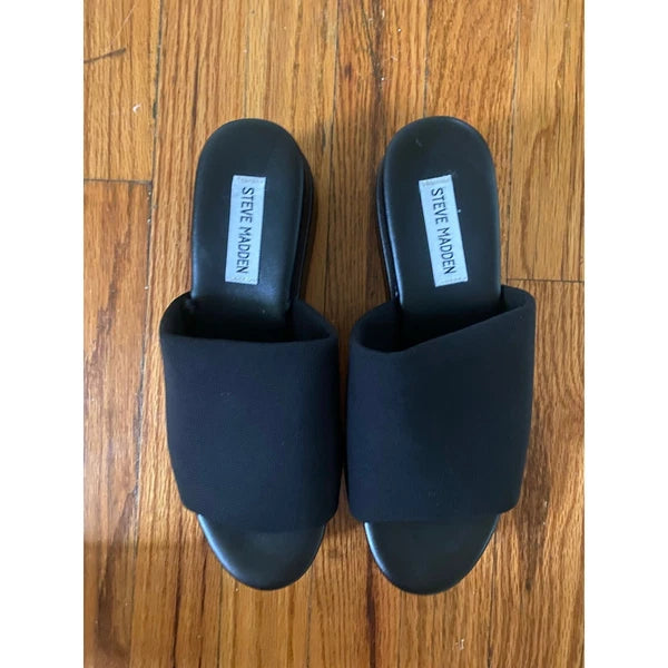 EUC Steve Madden “Bendable” / “Slinky” Style Platform Slides Black Size 8