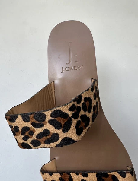 J. By J Crew Factory Leopard Print Calf Hair Slides Style L1080 Size 9 -W35