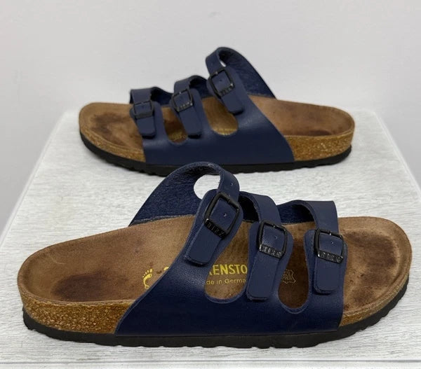 Birkenstock FLORIDA 3 Multi-strap Sandal BLUE Soft Footbed NWOT Size 38 W7 M5