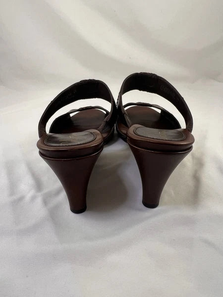 Cole Haan Air Huarache Slide Sandal Womens 9 Slip On Leather Carob Oxblood Wedge