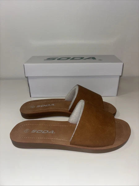 Brown Beige Slide Sandals  sz 6 spring summer boho folk indie quiet luxury NWT