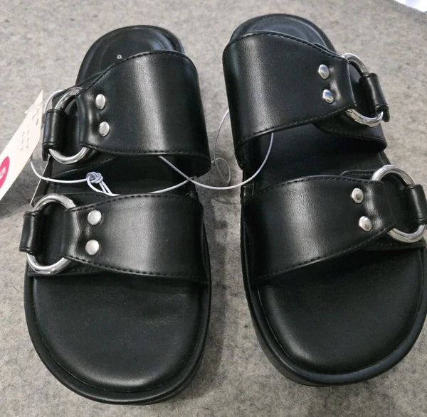 NWT Women's Haisley Wedge Heel Platform Sandals - A New Day, Black Size 5 Boho