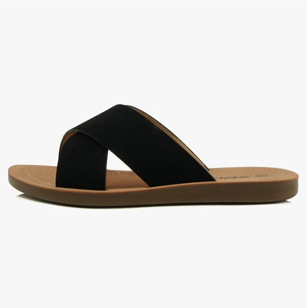 Black Slide Sandals sz 6 spring summer boho folk indie quiet luxury Classic NEW