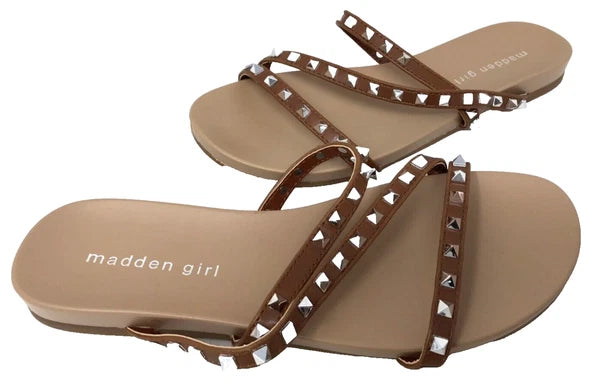 Madden Girl Women's Candy Slip On Comfort Slide Sandals Brown Size:8 195Q