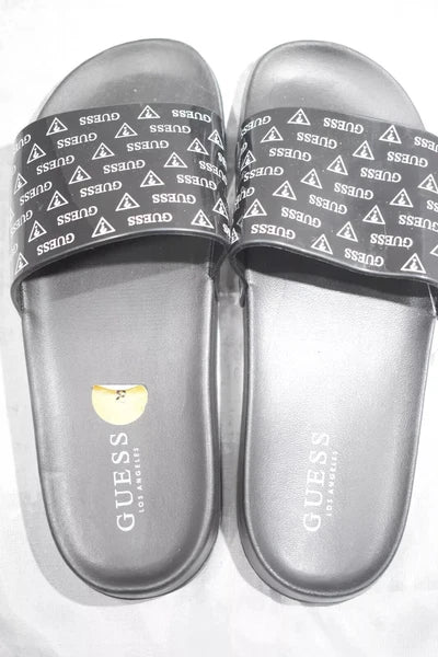 Guess Black Logo Slide Sandals, Size 8, Comfortable Slip-On Style