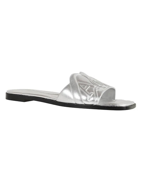 Alexander McQueen Embossed Seal Leather Slides
