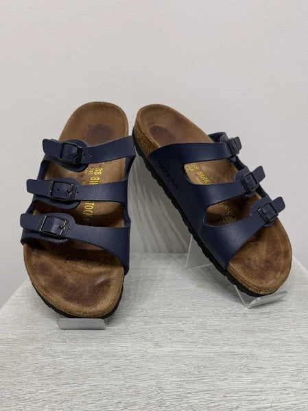 Birkenstock FLORIDA 3 Multi-strap Sandal BLUE Soft Footbed NWOT Size 38 W7 M5