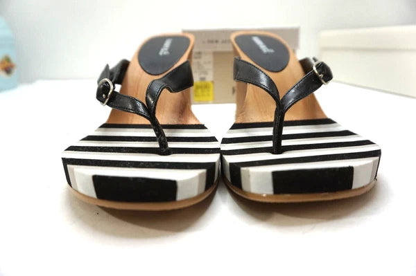 VINTAGE PLATFORM WEDGE SANDALS FASHION BUG  BLACK WOMENS SHOES 10 NEW BOX