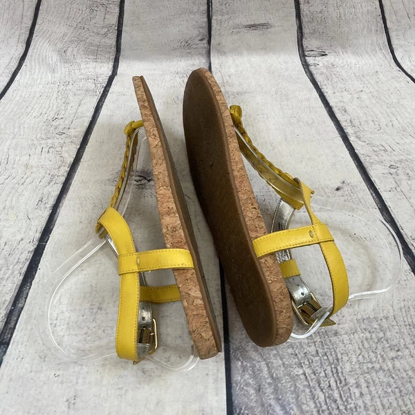 GIANNI BINI Sandal Womens 8 Windsor731 Empre Braided Leather Yellow Thong Flat
