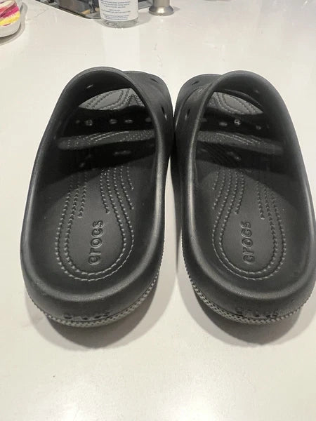 Crocs Unisex Classic Two-Strap Slide Sandals Black Women 7 Mens 5 Black Outdooor