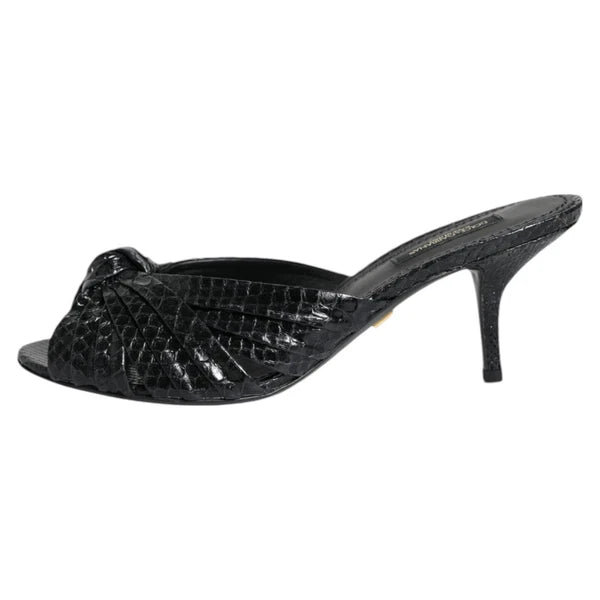 DOLCE & GABBANA Shoes Black Leather Heels Slides Sandals EU36.5 / US6 1200usd