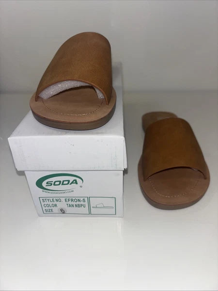 Brown Beige Slide Sandals  sz 6 spring summer boho folk indie quiet luxury NWT