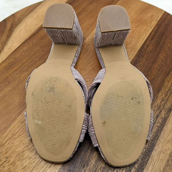 Lulus Asher Sandals 9 Mauve Pink Purple Textured Fabric Slide Knotted High Heel