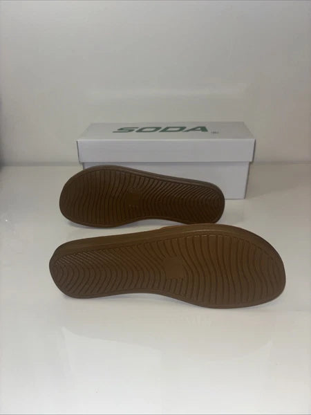 Brown Beige Slide Sandals  sz 6 spring summer boho folk indie quiet luxury NWT