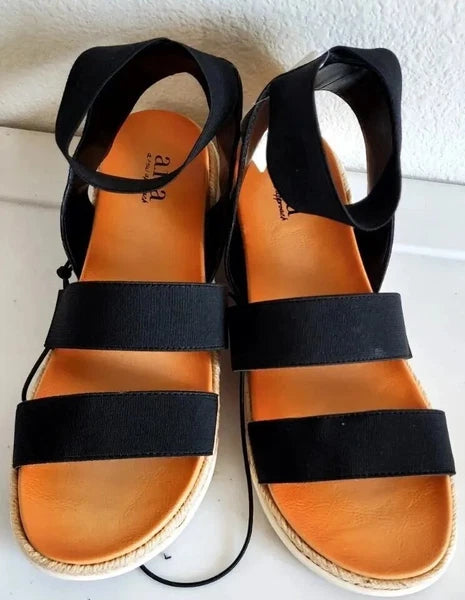 a.n.a Foster Strap Slide.Women's Sandals, Black / Tan, SZ 7.5 M NWB