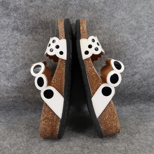 BioNatura Shoes Womens 39 Wedge Sandal Slides Fashion Comfort Double Strap White